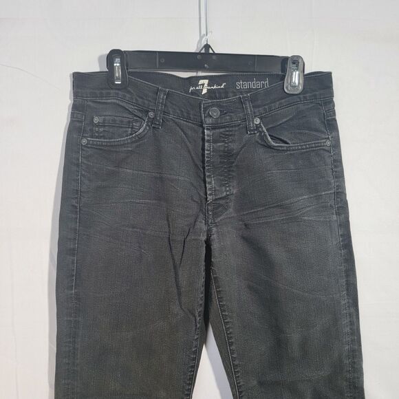 7 For All Mankind Standard Black Cotton Blend Jeans Front & Back Pockets Size S - Picture 6 of 11